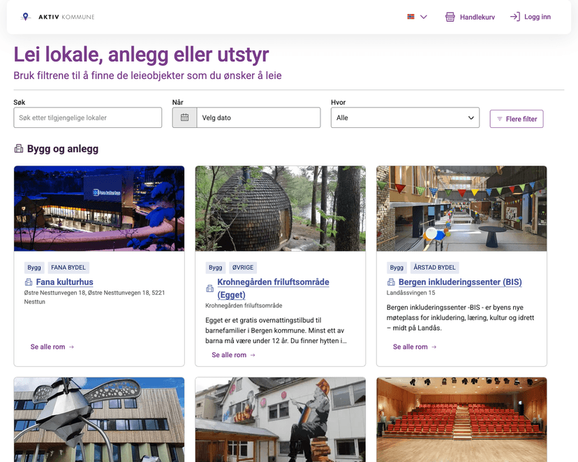 Aktiv kommune — Lei lokale, anlegg eller utstyr